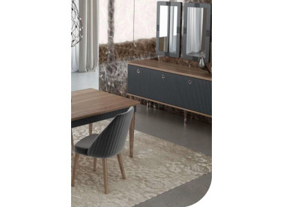 Grauer Moderner Luxus Stuhl Stühle Einsitzer Holzmöbel Küchenstühle