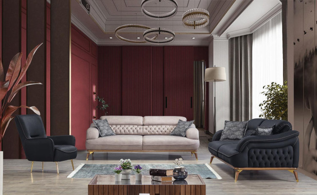 Luxus Garnitur Sofagarnitur Set 3+1 Sitzer Sofa Sofas Sessel 2tlg.Neu