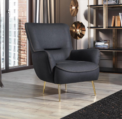 Design Textil Sessel Wohnzimmer Lounge Luxus Stuhl Design Möbel Schwarz