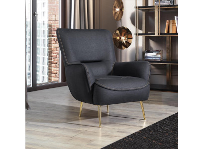 Design Textil Sessel Wohnzimmer Lounge Luxus Stuhl Design Möbel Schwarz