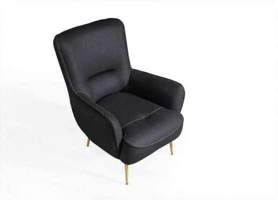 Design Textil Sessel Wohnzimmer Lounge Luxus Stuhl Design Möbel Schwarz