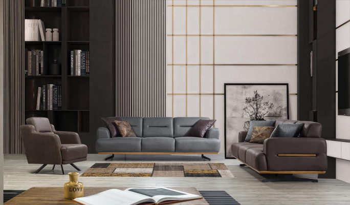Leder Sessel Sitz Wohnzimmer Polster Einsitzer Modern Braun Luxus Neu