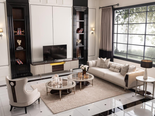 Wohnzimmer Gruppe Dreisitzer Sessel Stoffsofa 6tlg Beige Couchtische