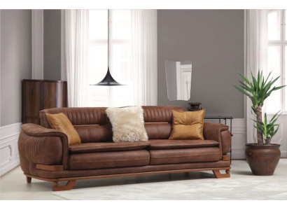 Luxus Dreibettsofa Dreisitzer Sofa 3 Sitzer Design Wohnzimmer Kunstleder