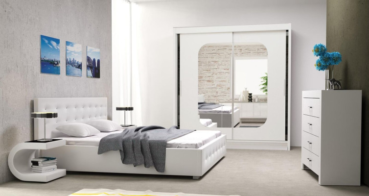 Schlafzimmer Set Möbel Modern Luxury Betten Bett Textil 2x Nachttisch 3 tlg.Neu