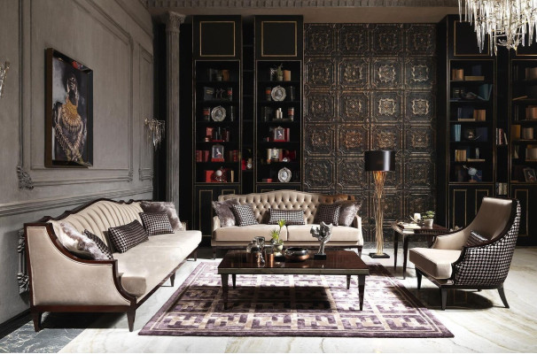 Couchgarnitur Viersitzer Dreisitzer Sessel Grau Stoffsofa Polstersofa