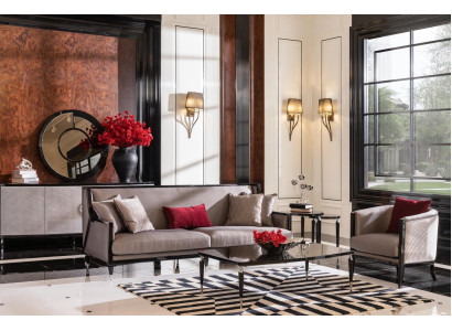 Sofagarnitur Dreisitzer Sessel Couchtische Set 5tlg Grau Stoffsofa