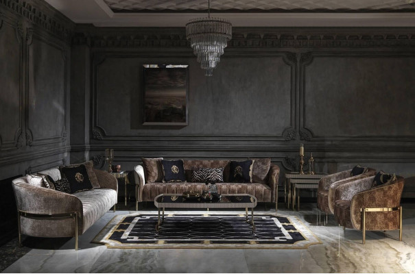 Sofagarnitur Dreisitzer Sessel Beige Stoffsofa Polstersofa Sofa Modern