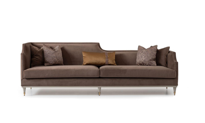 Viersitzer Sofagarnitur 4 Sitz Sofa Stoffsofa Polstersofa Braun Set