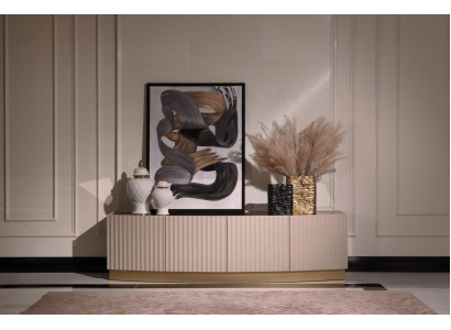 Sideboard Anrichte Schrank Holzschrank Holz Beige Wohnzimmer