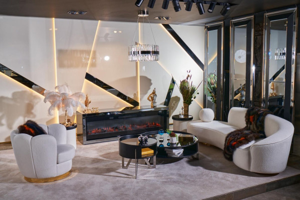 Luxuriöse Weiße Wohnzimmer Garnitur 3-Sitzer Sessel Runder Couchtisch