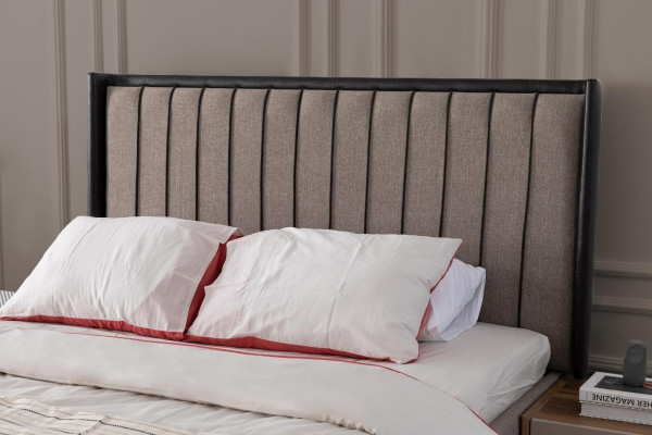 Graue Schlafzimmer Garnitur Doppelbett 2x Nachttische Holz Schminktisch