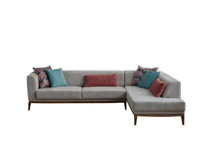 Graues Ecksofa L-Form Wohnlandschaft Wohnzimmer Couchen Luxus Sofas