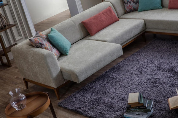Graues Ecksofa L-Form Wohnlandschaft Wohnzimmer Couchen Luxus Sofas