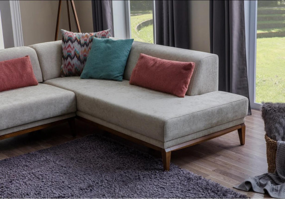 Graues Ecksofa L-Form Wohnlandschaft Wohnzimmer Couchen Luxus Sofas