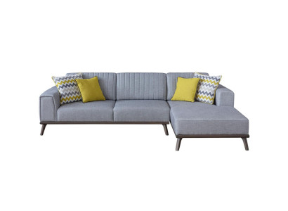 Graues L-Form Ecksofa Wohnzimmer Wohnlandschaft Polster Sofas Couchen