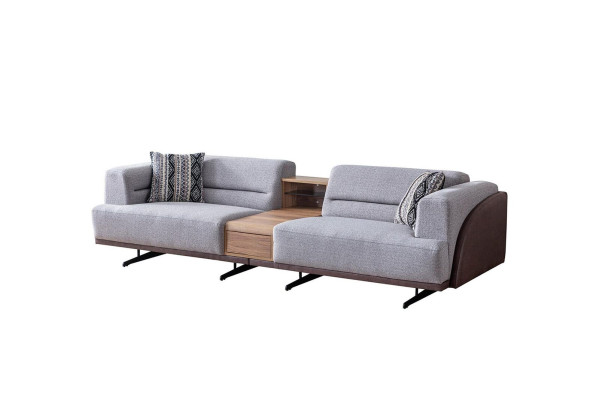 Grauer Wohnzimmer 3-Sitzer Luxuriöses Dreisitzer Sofa Polster Couchen