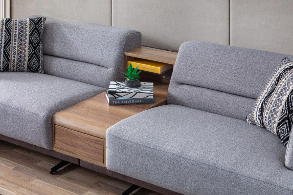 Grauer Wohnzimmer 3-Sitzer Luxuriöses Dreisitzer Sofa Polster Couchen
