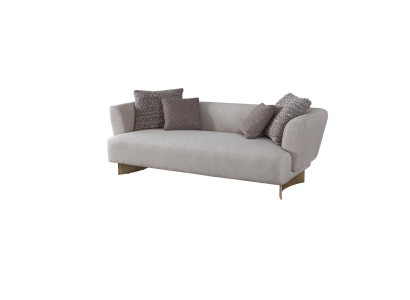 Grauer Polster Dreisitzer Wohnzimmer Designer Couchen Holzgestell Sofa
