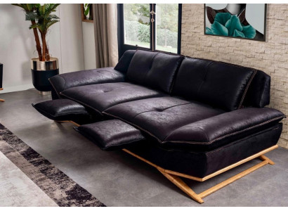 Luxuriöse Möbel für Wohnzimmer Schwarz Farbe 3-Sitzer Sofa Exklusive