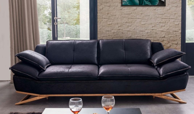 Luxuriöse Möbel für Wohnzimmer Schwarz Farbe 3-Sitzer Sofa Exklusive