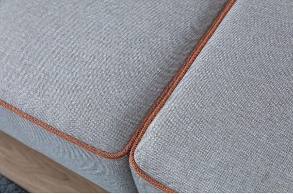 Blaues Stoffsofa Wohnzimmer Dreisitzer Polster Möbel Holzgestell Couch