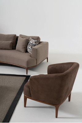 Brauner Wohnzimmer Luxus Sessel Designer Einsitzer Polster Lehnsessel