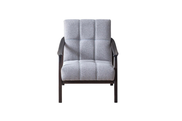 Designer Grauer Sessel Wohnzimmer Sitzmöbel Luxuriöses Holzgestell Neu