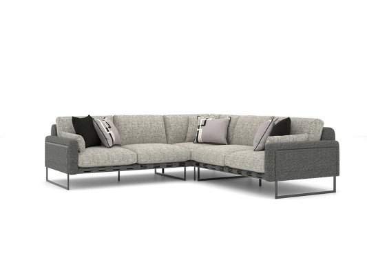  Luxus Grau Sofa L-Form Modern Eck Garnitur Design Wohnzimmer Textil Neu
