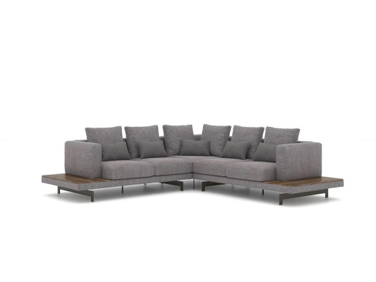  Wohnzimmer Grau Textil Sofa Couch L-Form Designer Luxus Polstersofa
