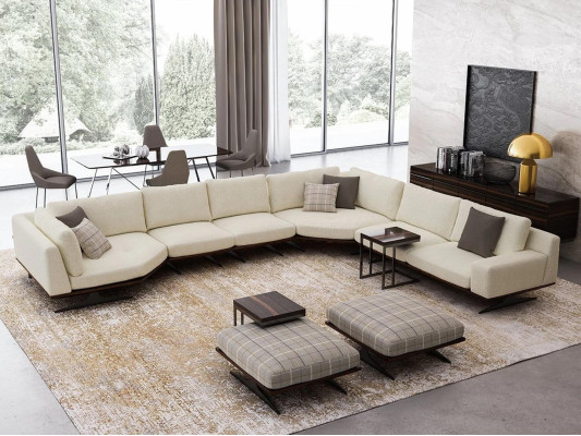 Wohnzimmer Set 5tlg Ecksofa L Form 2x Hocker Garnitur Design 2x Beistelltisch