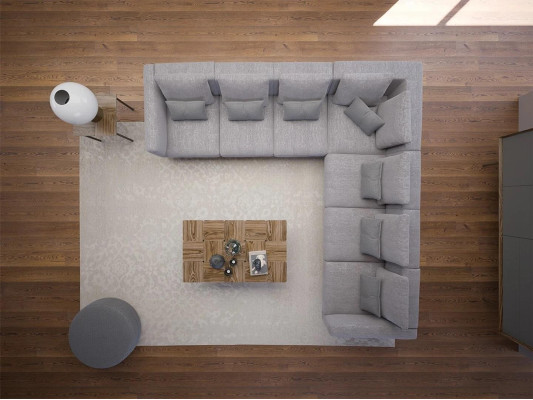 Neu Komplett Möbel Ecksofa L-Form Textil Einrichtung Wohnzimmer Holz Couchtisch