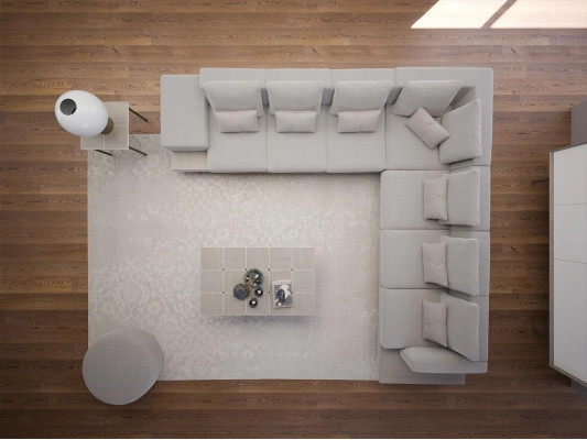 Wohnzimmer Grau Polstermöbel Ecksofa L-Form Design Couchtisch Beistelltisch
