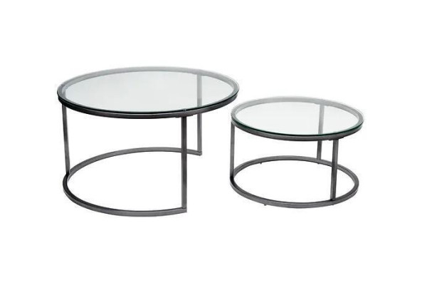 Couchtische 2 Teile Glas Tischplatte Metall goldfarbene Wohnzimmermöbel