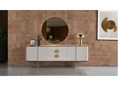  Perfekte Esszimmer Set Besteht aus Beige Anrichte und Spiegel 2tlg. neu