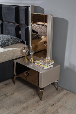  Modern Schlafzimmer Set Bett 2x Nachttischе Kleiderschrank Schminktisch