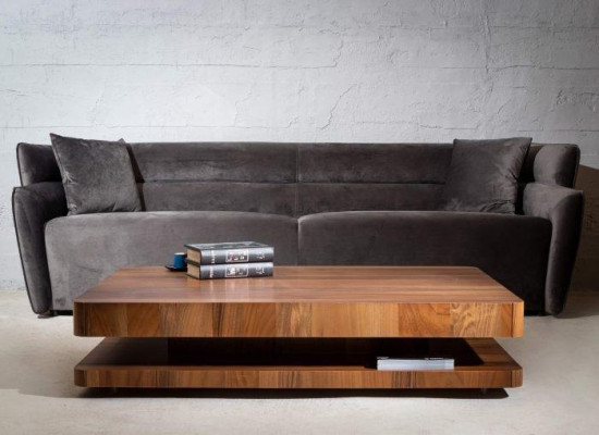  Industrial Design: Braun Couchtisch mit Holzplatte für das Wohnzimmer