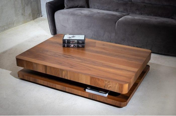  Industrial Design: Braun Couchtisch mit Holzplatte für das Wohnzimmer