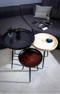  Hochglanz-Lack-Beistelltische, modernes Design, 3er Set für Wohnzimmer