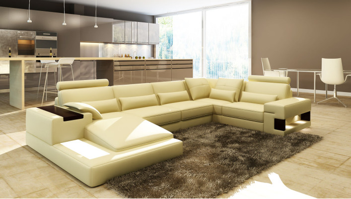 Moderne Designer Ecksofa U Form Wohnlandschaft Couch Sofas Polster