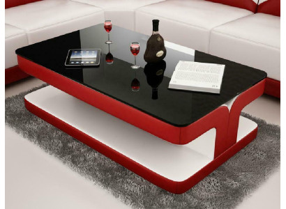Sofatisch Design Wohnzimmer Leder Kaffee Glas Couch Polster Beistell