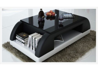 Modern Couch Polster Leder Tisch Wohnzimmer Beistell Glas Tische