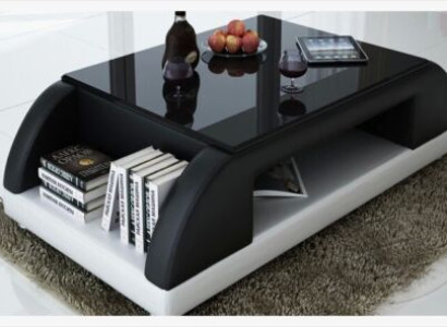 Modern Couch Polster Leder Tisch Wohnzimmer Beistell Glas Tische