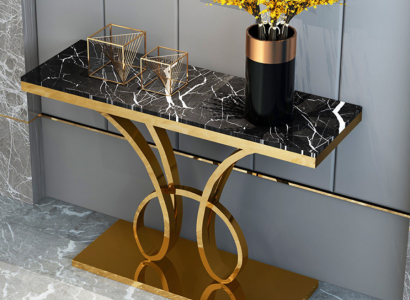 Moderner Konsolentisch Designer Gold Handgemacht Edelstahl 120x40cm