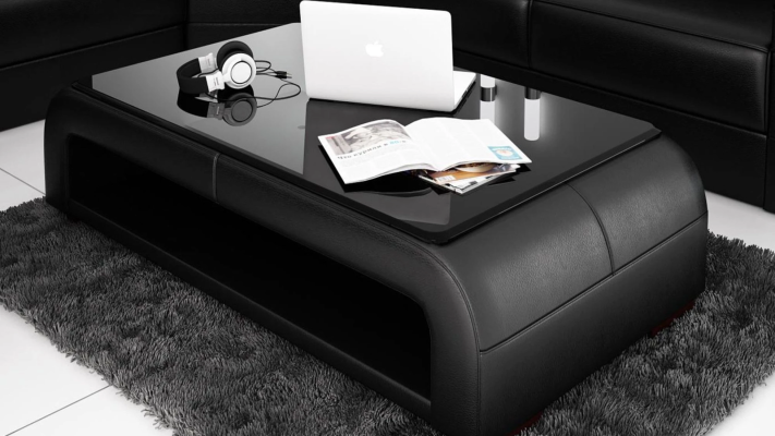 Sofatisch Design Tisch Wonzimmer Glas Leder Dekorative Couch Beistell Sofa