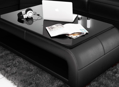 Sofatisch Design Tisch Wonzimmer Glas Leder Dekorative Couch Beistell Sofa