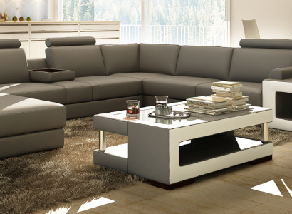 Luxus Glastisch Wohnzimmer Beistelltisch Designer Tischer Glas Leder