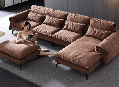 Luxus modernes Sofa-Eckset L-Form Polsterung Wohnzimmer wohnlandschaft