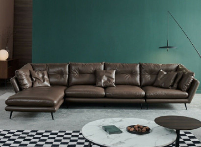 Ledersofa Couch Wohnlandschaft Eck Design Modern Sofa Ecksofa L-Form