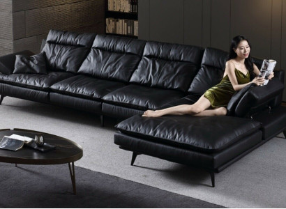 Ecksofa Couch Polsterung Couchen Wohnzimmer Sofa L-Form Möbel Leder